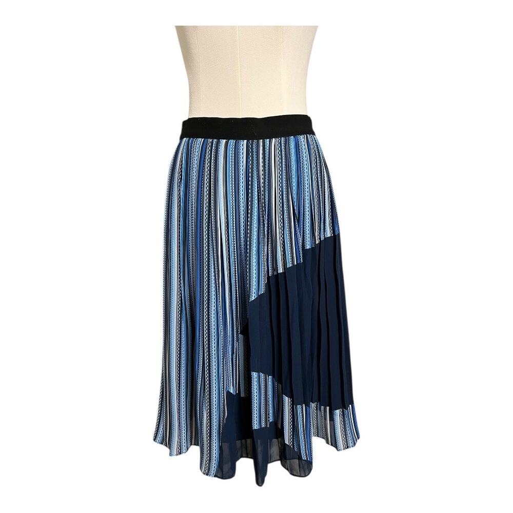Catherine Blue Midi skirt Patterned pleated A-Line Full Preppy Large